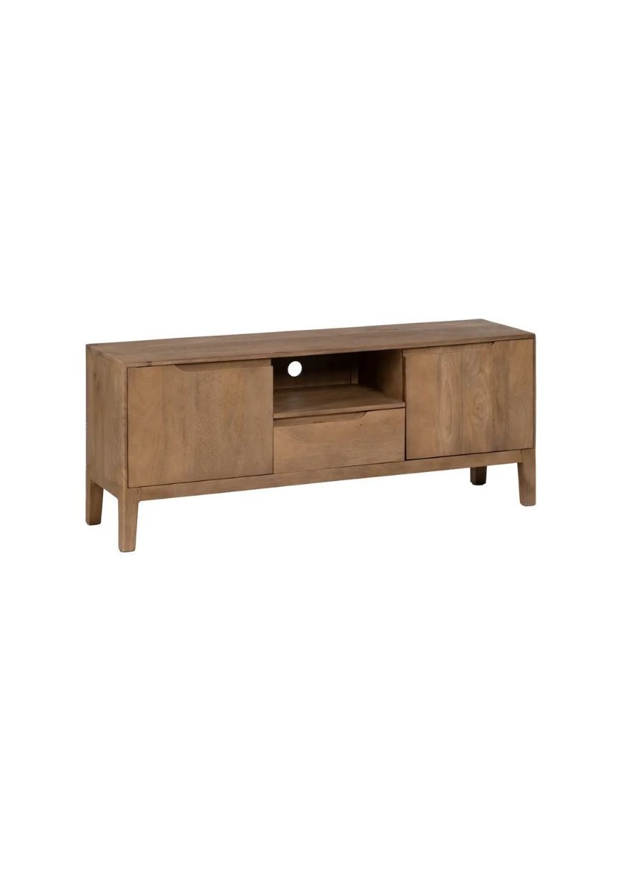 Mueble tv blanco madera de mango salón 140 x 40 x 58 cm - Muebles Orencio -  Ixia